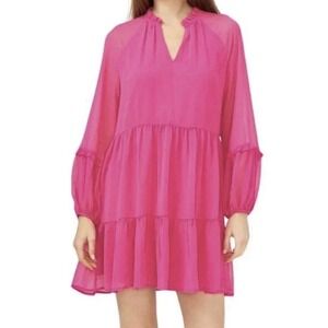 Vince Camuto ladies Three Tier mini Dress M MEDIUM, Pink Summer Bright